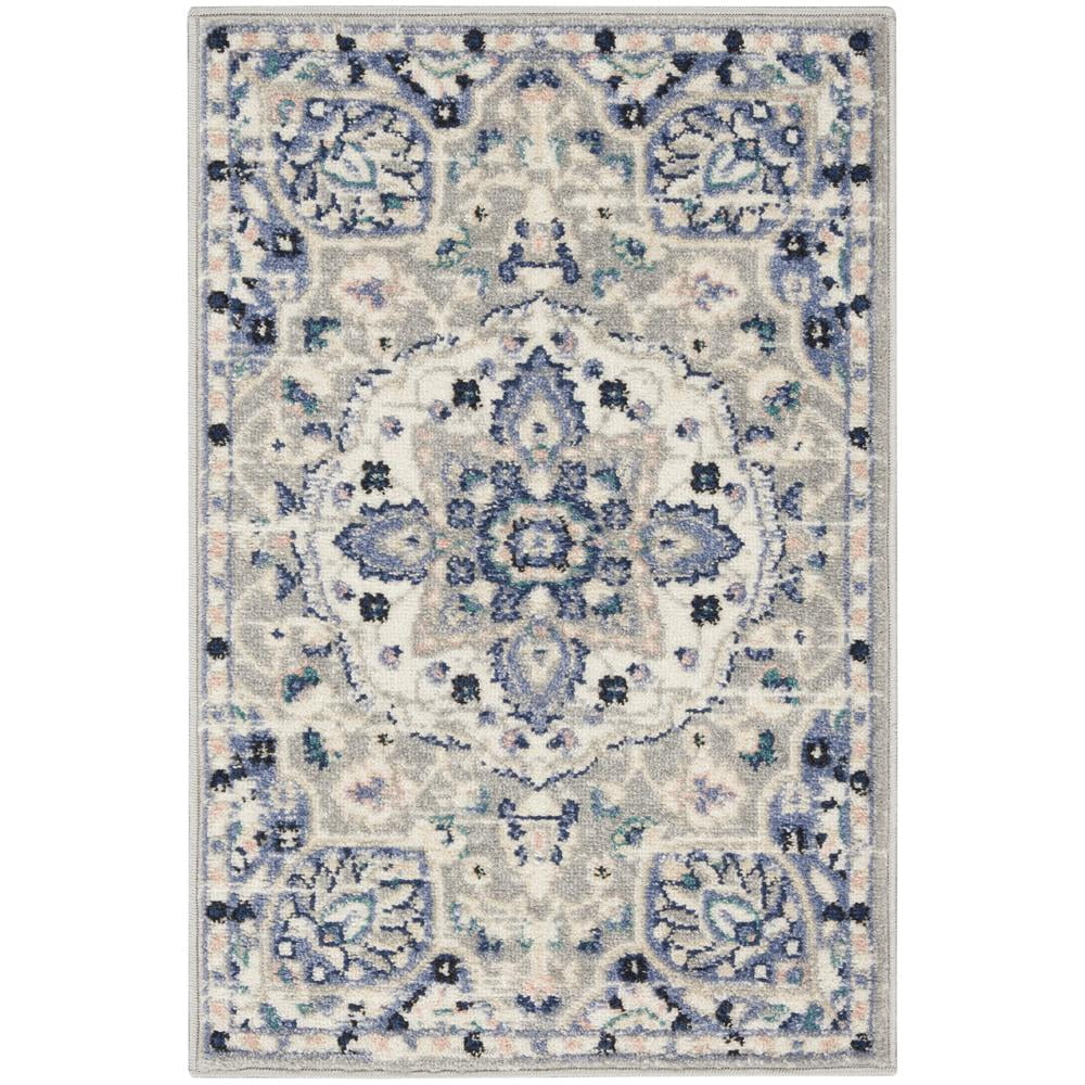 Vintage Floral Medallion Grey/Multi Synthetic Area Rug