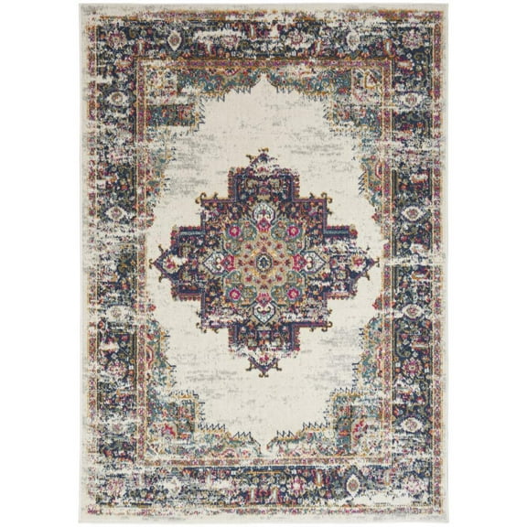 Nourison Passion Persian Ivory Blue 5'3" x 7'3" Area Rug, (5x7)