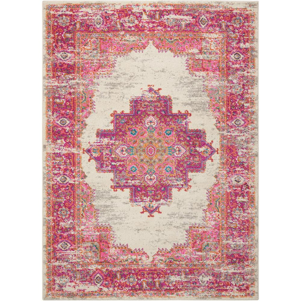 Ivory Elegance Floral Synthetic 5' x 7' Easy-Care Area Rug