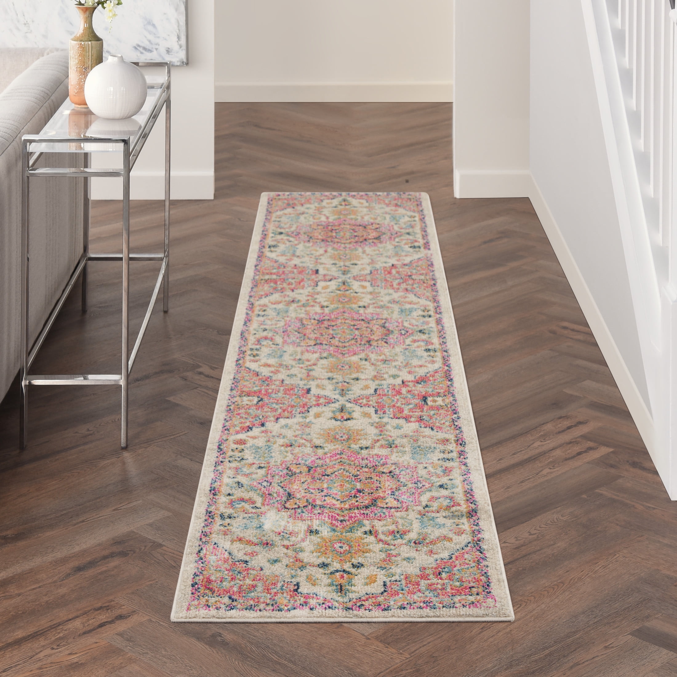 Nourison Passion Persian Ivory Pink 2'2" x 12' Area Rug (2x12)