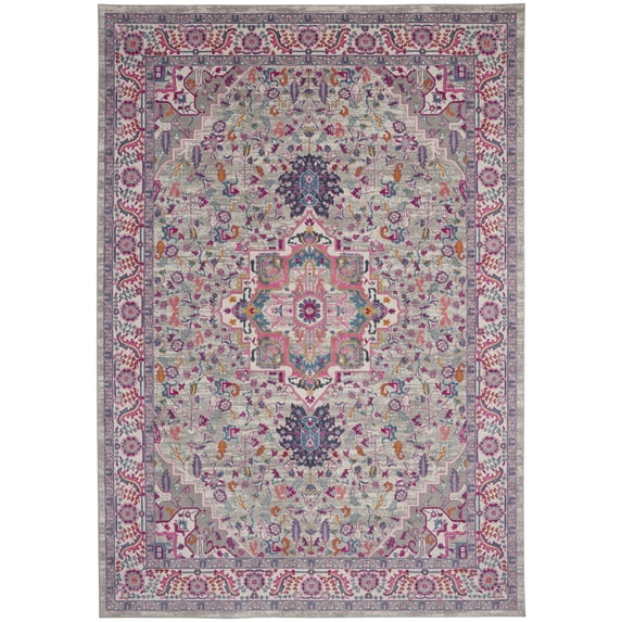Nourison Passion Persian Light Grey/Pink 12' x 18' Area Rug, (12x18)