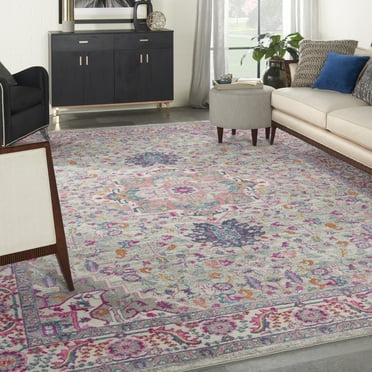 Nourison Passion Persian Light Grey/Pink 9' x 12' Area Rug, (9x12)