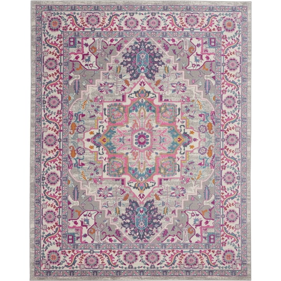 Nourison Passion Persian Light Grey/Pink 9' x 12' Area Rug, (9x12)
