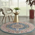 thumbnail image 1 of Nourison Passion Persian Teal Multicolor 5'3" x round Area Rug, (5 Round), 1 of 8