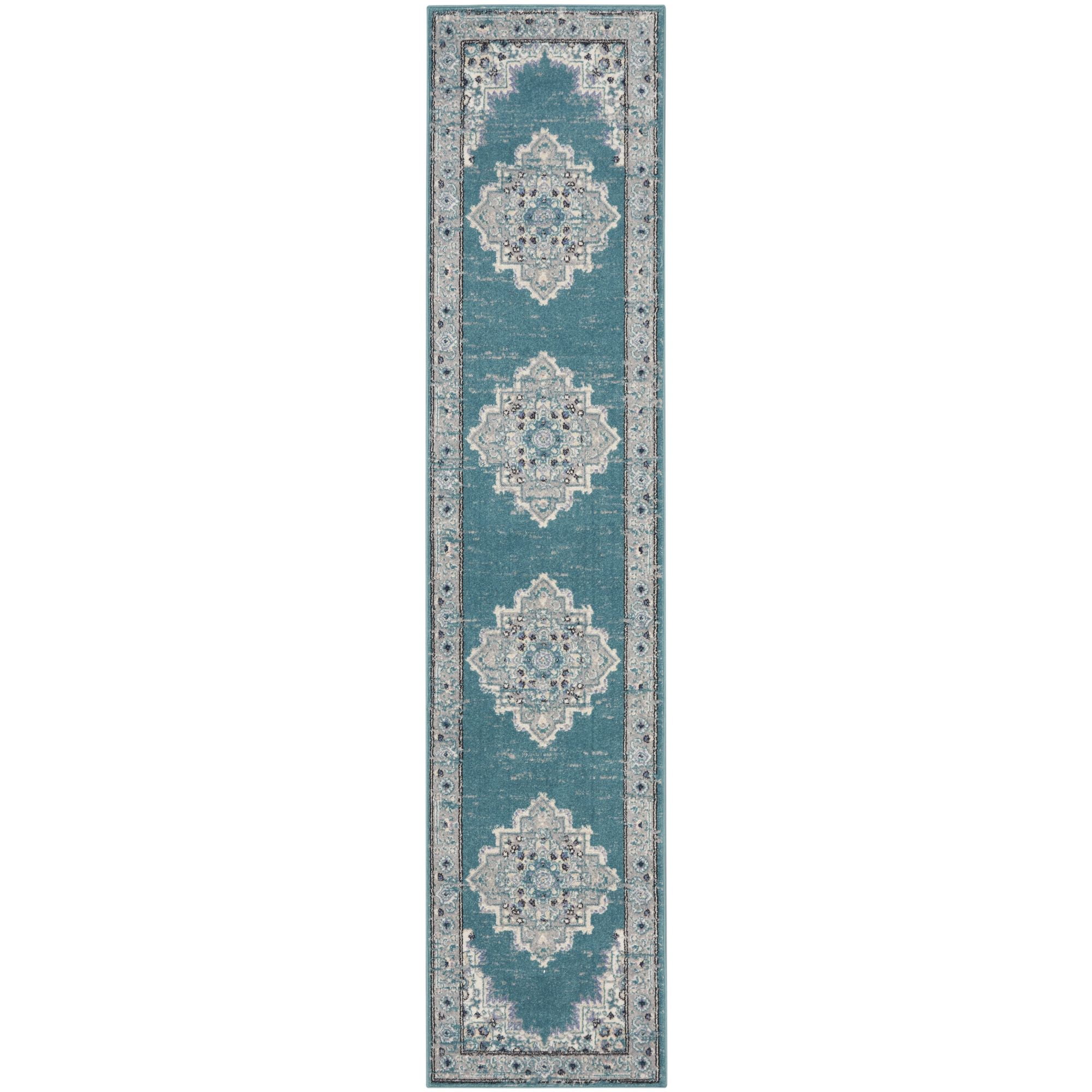 Elysian Bliss Floral Grey Synthetic 26" Non-Slip Area Rug