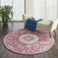 thumbnail image 1 of Nourison Passion Pink 4' x Round Area Rug, Traditional, Persian, Bed Room, Living Room, Dining Room, Kitchen, , Easy Cleaning, Non Shedding (4' Round), 1 of 8