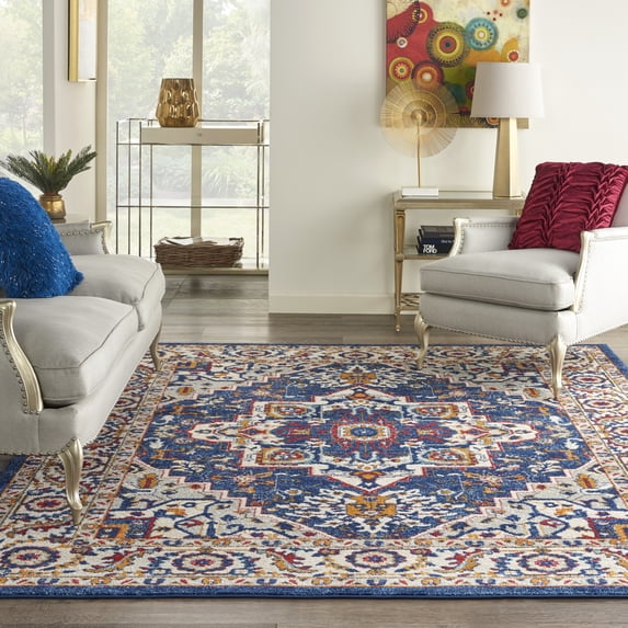 Nourison Passion Traditional Blue/Multicolor 8' x 10' Area Rug, (8x10)