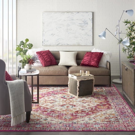 Nourison Passion Traditional Ivory/Pink 6'7" x 9'6" Area Rug, (7x10)