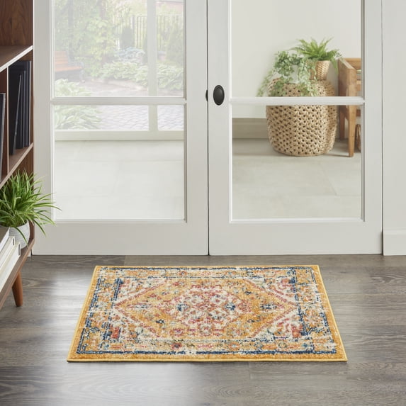 Nourison Passion Traditional Ivory/Yellow 1'10" x 2'10" Area Rug, (2x3)