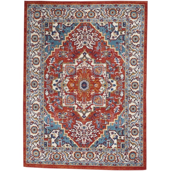 Nourison Passion Center Medallion Indoor Rug Red Multi Colored 5'3" x 7'3"