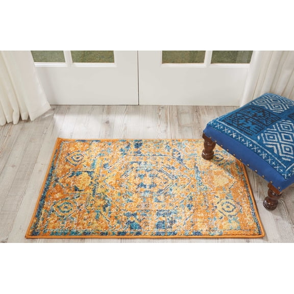 Nourison Passion Traditional Teal/Sun 1'10" x 2'10" Area Rug, (2x3)