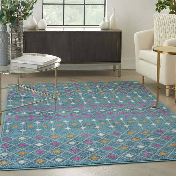 Nourison Passion Transitional Blue/Multicolor 3'9" x 5'9" Area Rug, (4x6)