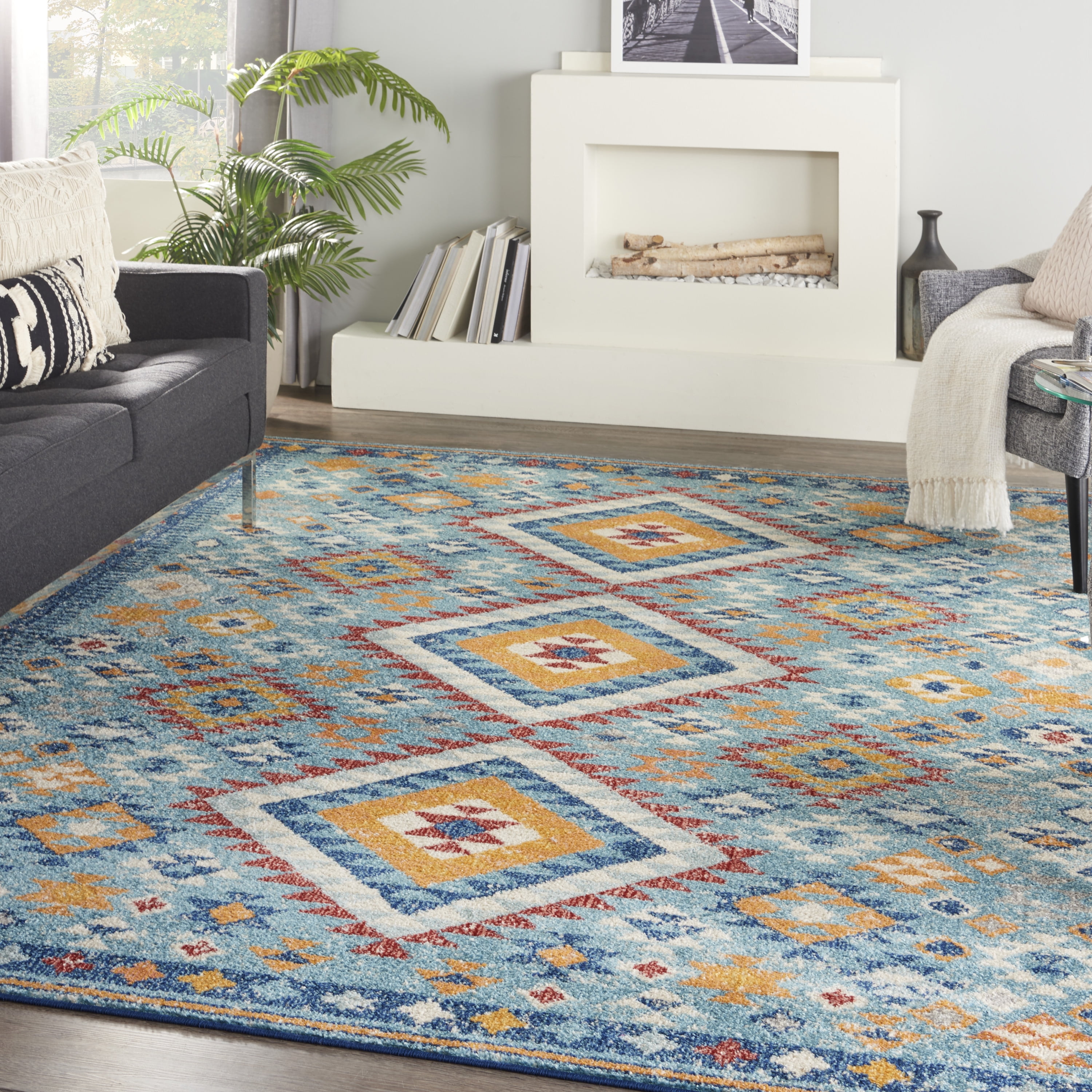 Nourison Passion Transitional Blue/Multicolor 8' x 10' Area Rug, (8x10 ...