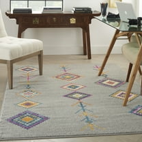 Nourison Passion Transitional Grey/Multi 5'3" x 7'3" Area Rug, (5x7)
