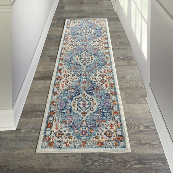 Nourison Passion Transitional Ivory/Multi 2'2" x 7'6" Area Rug, (2x8)