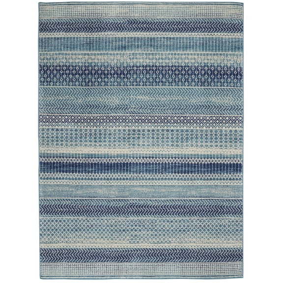 Nourison Passion Transitional Stripes Indoor Rug Navy Blue 5'3" x 7'3"