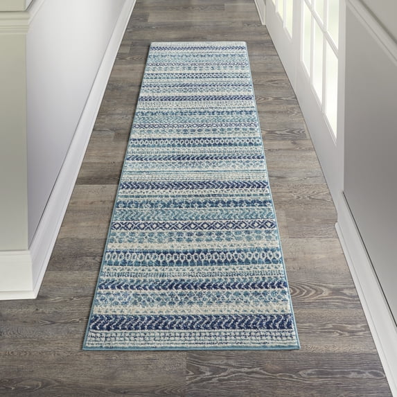 Nourison Passion Tribal Navy Blue 2'2" x 7'6" Area Rug, (2x8)
