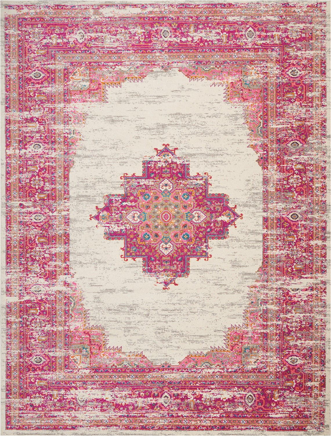 Regal Faux-Faded Ivory and Blue XXXL Traditional Area Rug