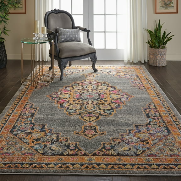 Nourison Passionate Persian Grey 6'7" x 9'6" Area Rug, (7x10)