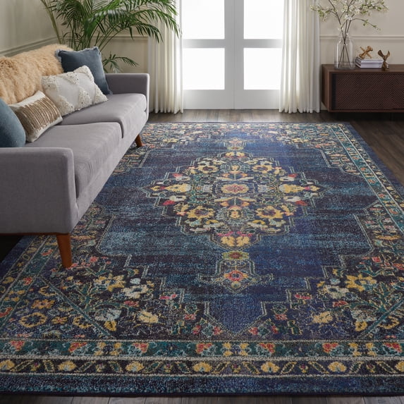 Nourison Passionate Persian Navy 7'10" x 10' Area Rug, (8x10)