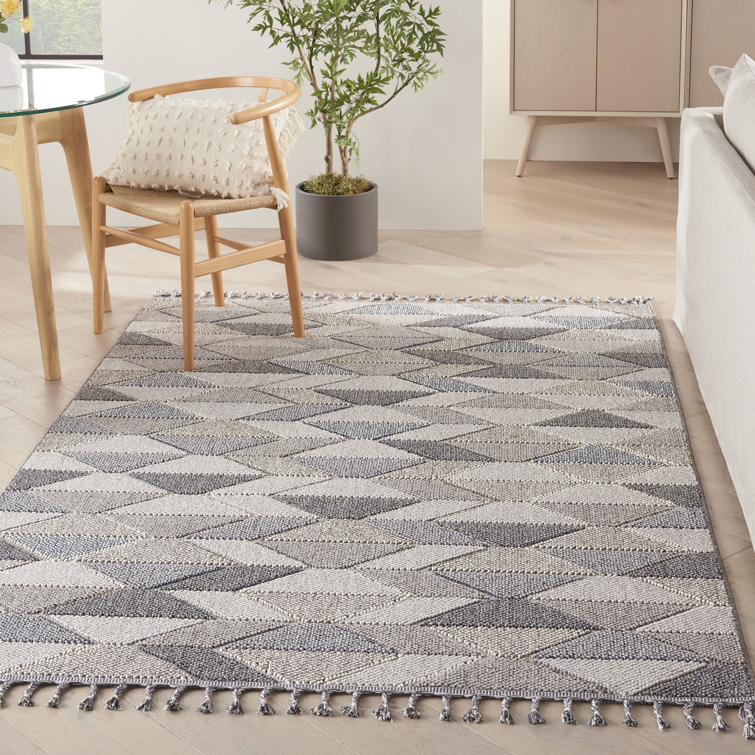 Nourison Paxton Modern & Contemporary Grey/Charcoal 4' x 6'2" Area Rug, (4x8)