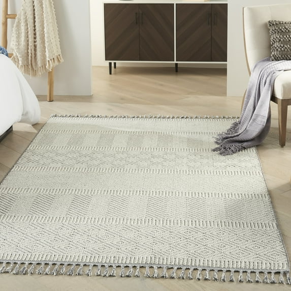 Nourison Paxton Modern & Contemporary Grey/Ivory 5'3" x 7'11" Area Rug, (5x8)