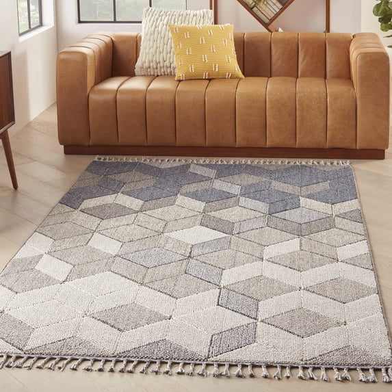 Nourison Paxton Modern & Contemporary Grey/Slate 5'3" x 7'11" Area Rug, (5x8)