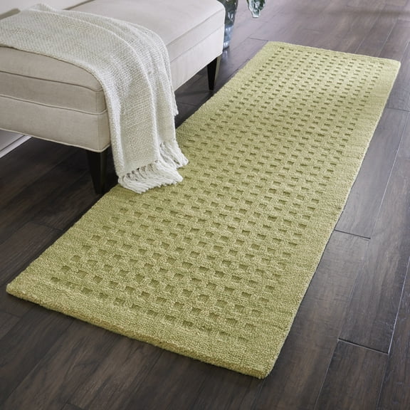 Nourison Perris Solid Green 2'3" x 8' Area Rug, (2x8)