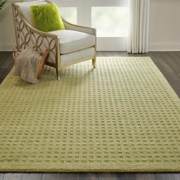 Nourison Perris Solid Green 6'6" x 9'6" Area Rug, (7x10)