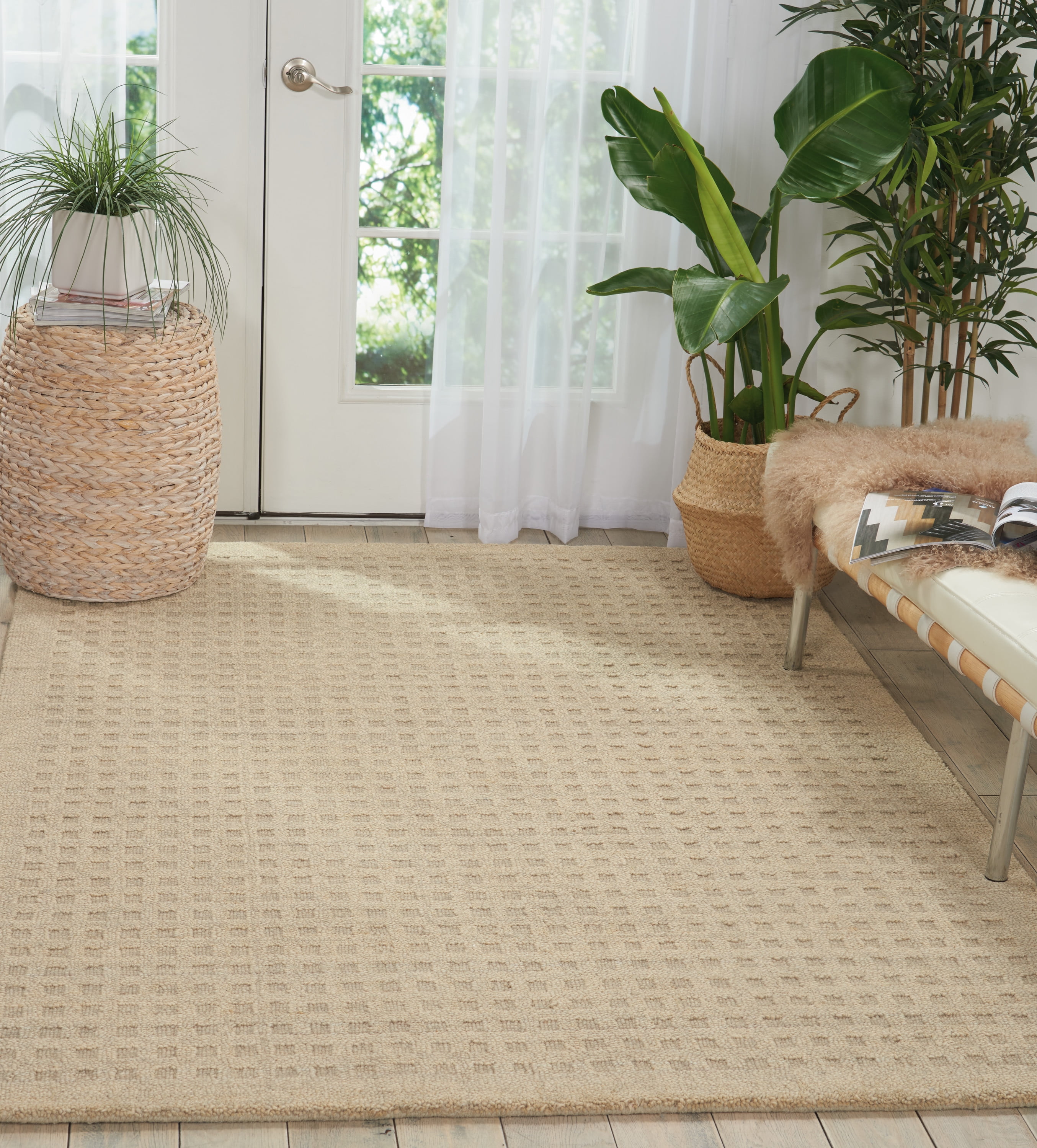 Elegant Taupe Hand-Woven Wool Area Rug 5' x 7'