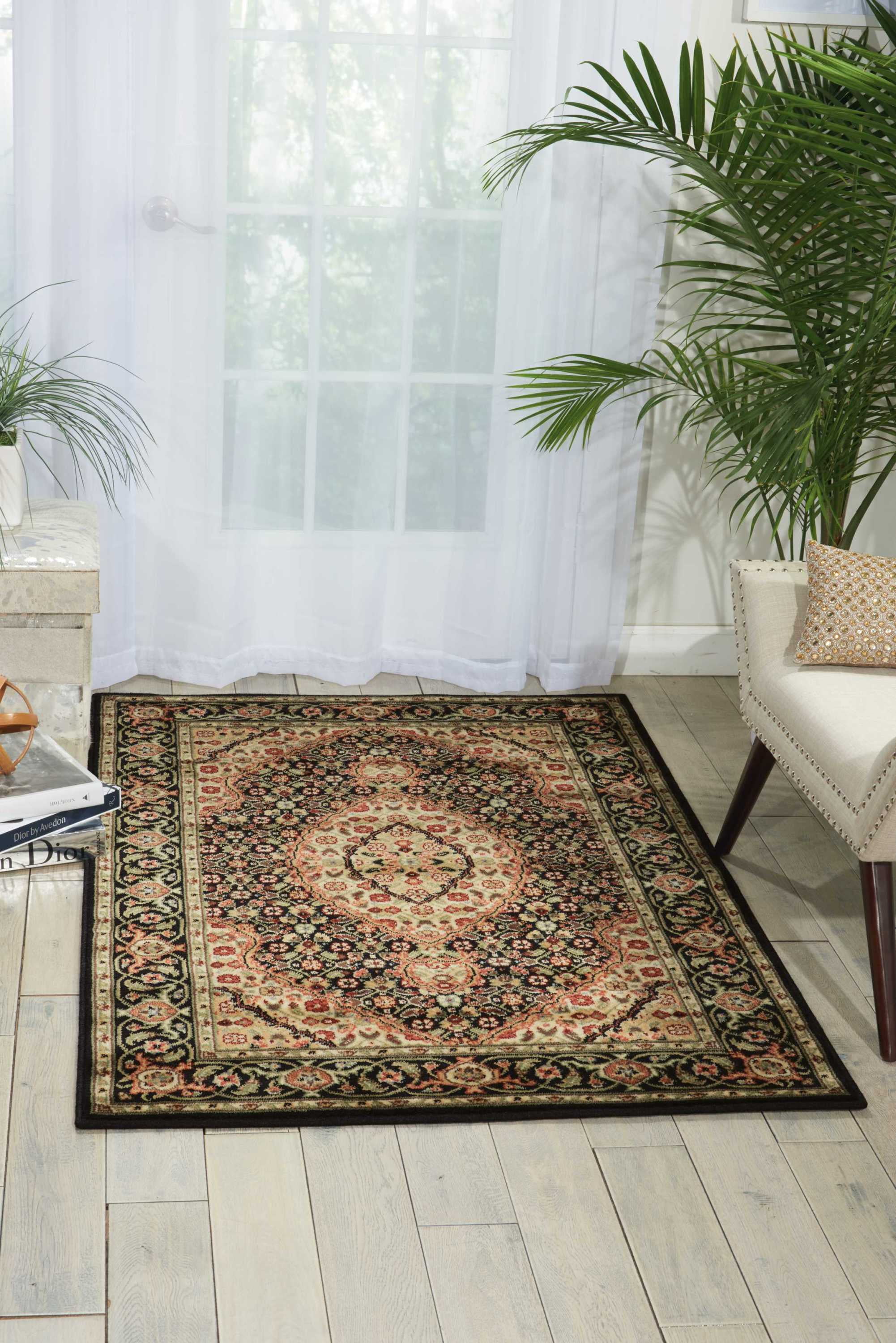 Elegant Ebony 2'x3'6" Synthetic Rectangular Area Rug