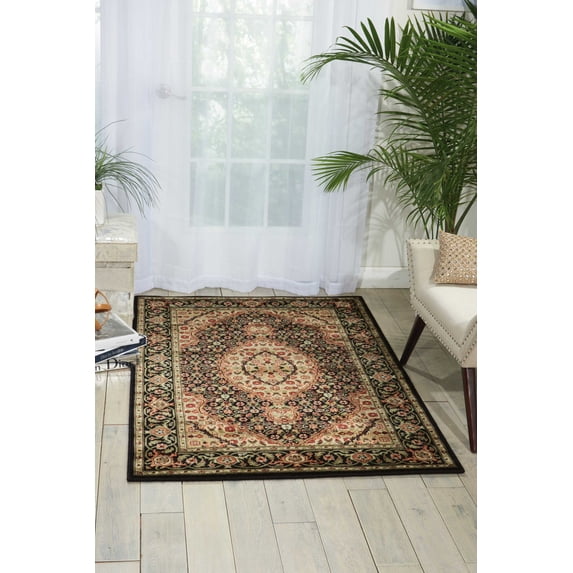 Nourison Persian Arts Oriental Bordered Black Area Rug