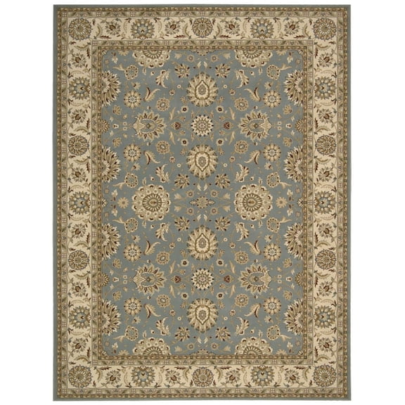 Nourison  Persian Crown Traditional Persian Medallion Area Rug Blue 9'3" x 12'9" Contains Latex Polypropylene,Olefin,Synthetic Border 9' x 12' Indoor
