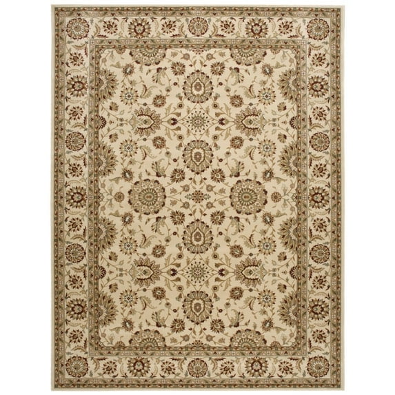 Nourison Persian Crown Traditional Persian Medallion Area Rug Ivory 5' 3" x 7' 4" Latex Free Polypropylene,Olefin,Synthetic Border 5' x 8' Indoor