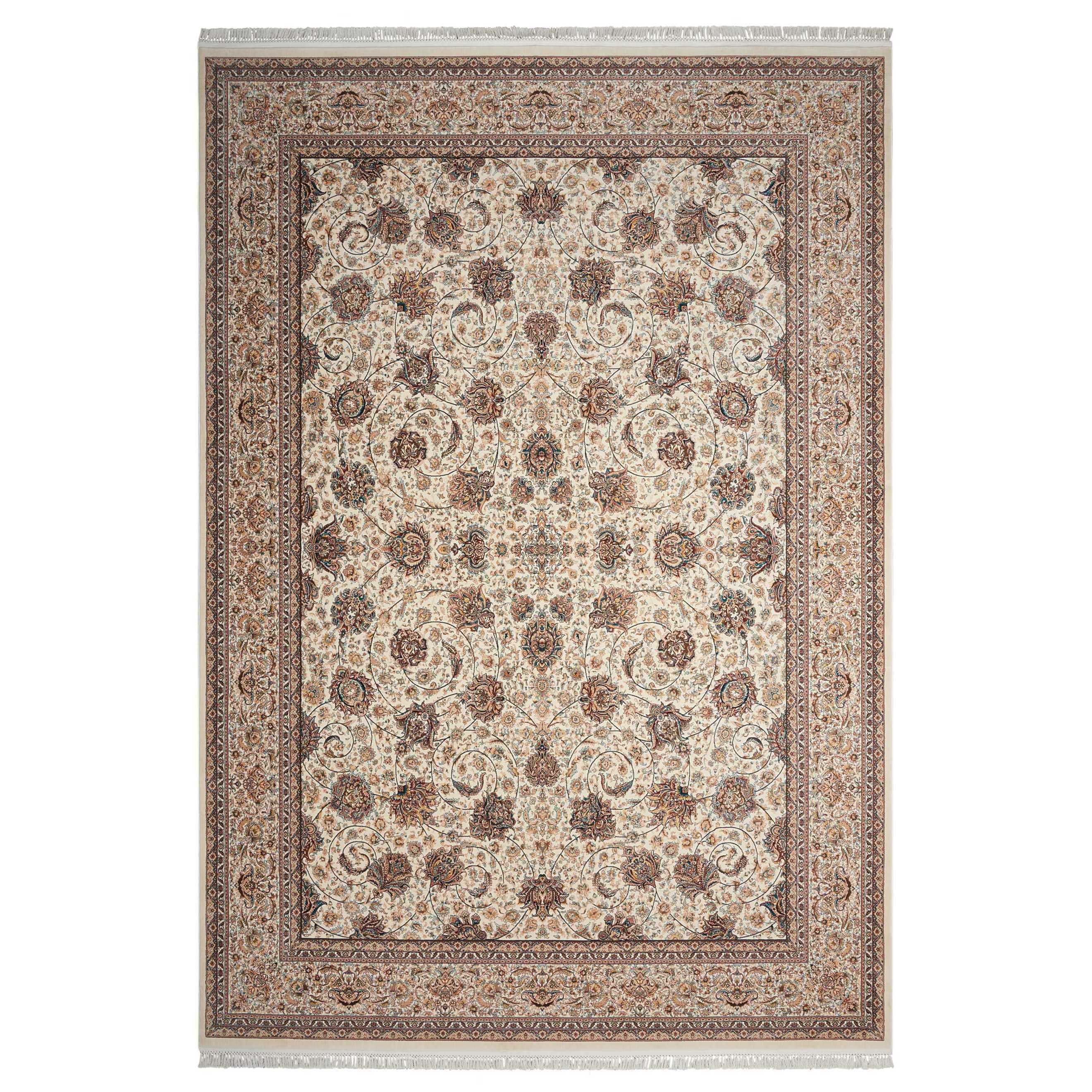 Traditional Floral Cream Synthetic Area Rug - 7'10" x 10'10"