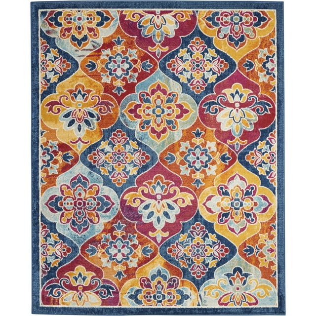 Nourison Persian Vintage PRV06 Navy/Orange/Magenta Indoor Area Rug - 7'10X9'10