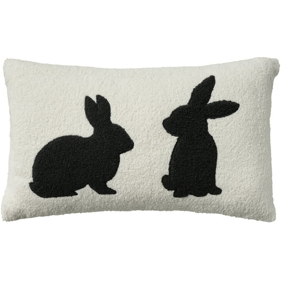 Nourison Pet Pillows & Access Sherpa Rabbit Silhou Black 12" x 21" Throw Pillow
