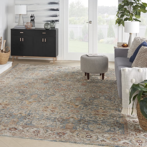 Nourison Petra 9'3" x 12'7" Blue All-over design Indoor Rug