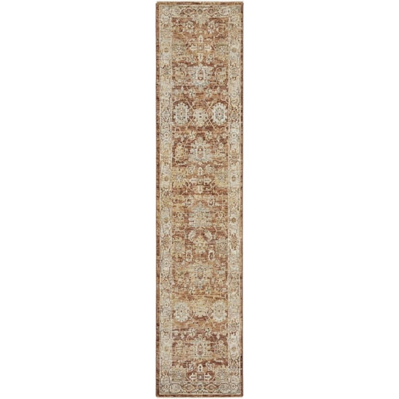 Nourison Petra Rust 2'3" x 10'2"Area Rug, Traditional, Persian, Easy Cleaning, Non Shedding, Bedroom, Living Room, Dining Room, Kitchen, (10' Runner)