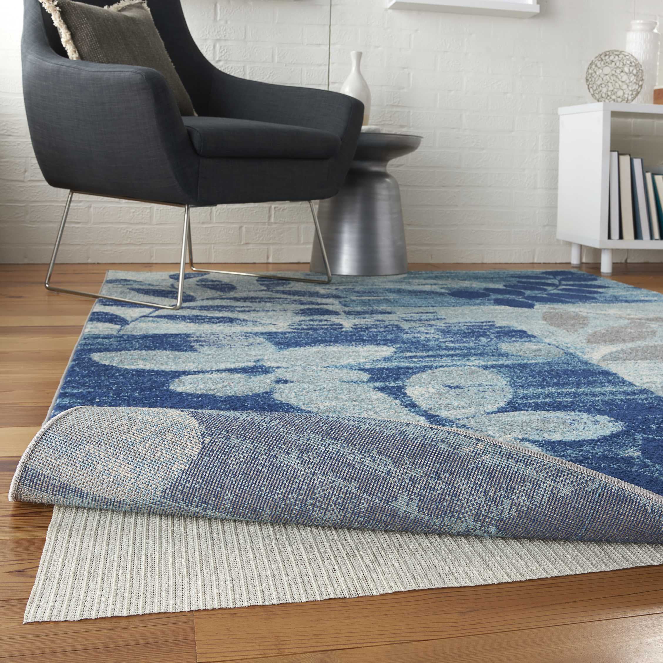 Nourison Polyester Rug Pad, 5.50" x 7.11", Blue/Gray