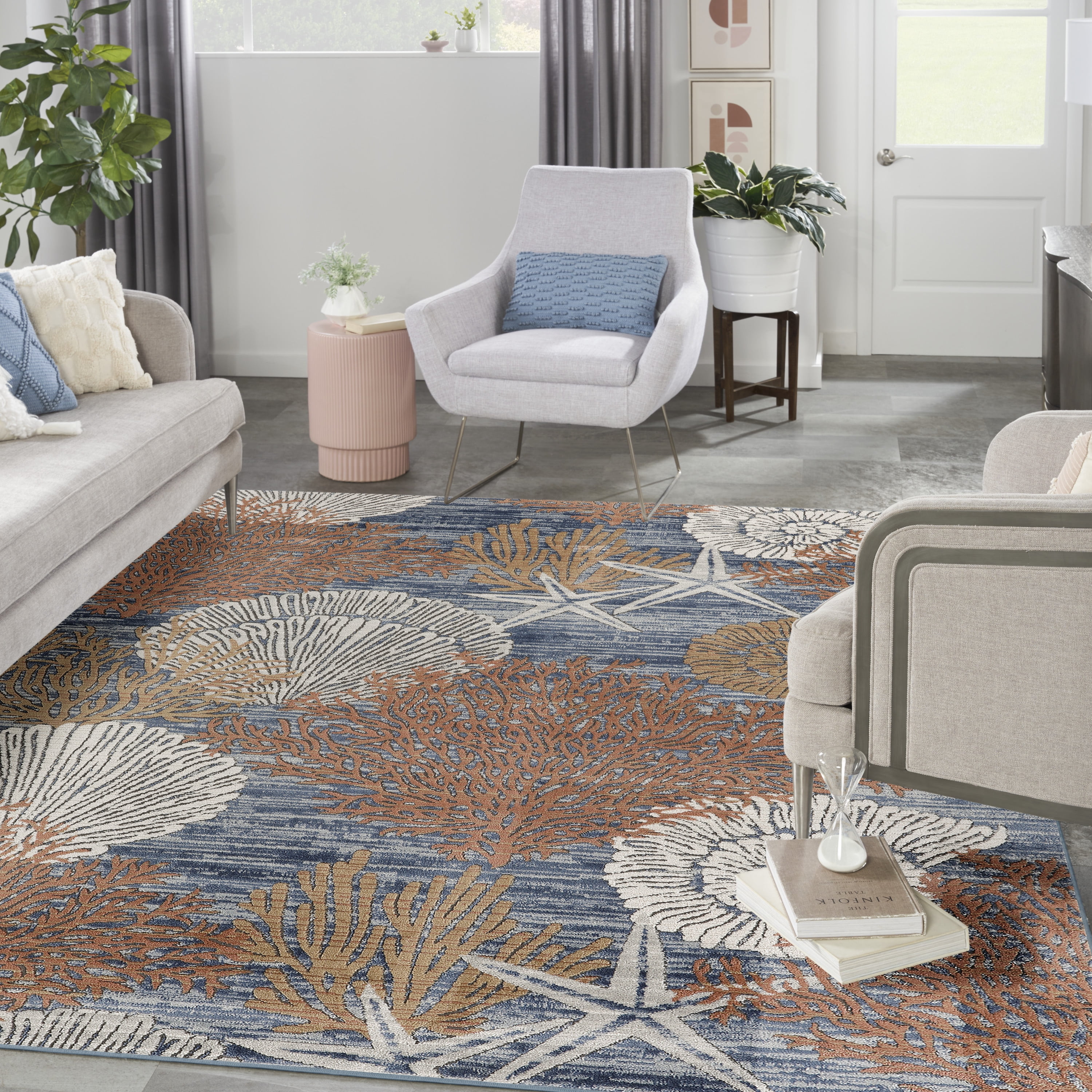 Nourison Pompeii Coastal, Nautical & Beach Blue Multicolor 7'10