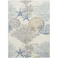 thumbnail image 1 of Nourison Pompeii Ivory Grey Blue 5'3" x 7'3" Area Rug, Coastal, Beach, Nautical, Bed Room, Living Room, Dining Room, Kitchen, Easy Cleaning, Non Shedding,, 1 of 10