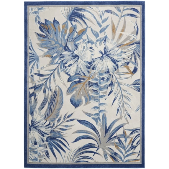 Nourison Pompeii PMP02 Indoor only Area Rug - Ivory Blue 5'3" x 7'3"