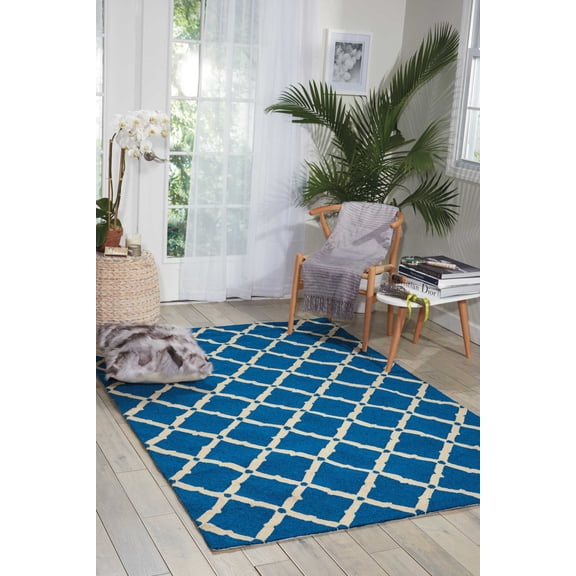Nourison Portico Geometric Navy 5' x 7'6" Area Rug, (5x8)