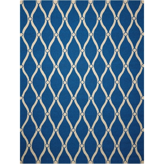 Nourison Portico Indoor/Outdoor Trellis Traditional Navy 8' x 10'6" Area Rug, (8' x 11')