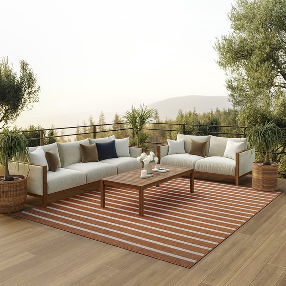 Nourison Positano 10' x 14' Terracotta Ivory Modern Rug