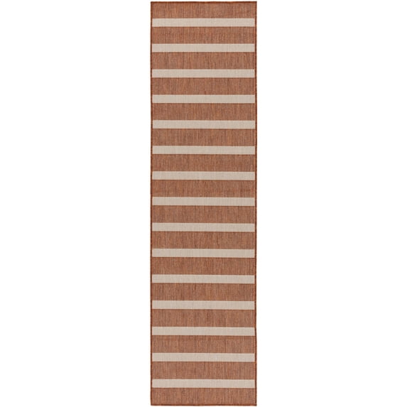 Nourison Positano 2'2" x 10' Terracotta Ivory Modern Indoor/Outdoor Area Rug