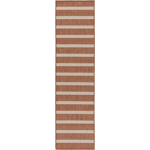 Nourison Positano 2'2" x 10' Terracotta Ivory Modern Indoor/Outdoor Area Rug