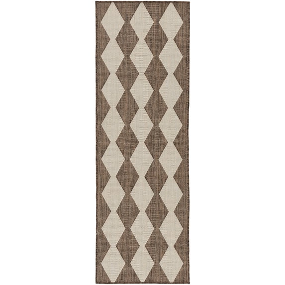 Nourison Positano 2'2" x 8' Natural Diamond Modern Flatweave Indoor/Outdoor Rug
