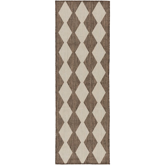 Nourison Positano 2'2" x 8' Natural Diamond Modern Flatweave Indoor/Outdoor Rug
